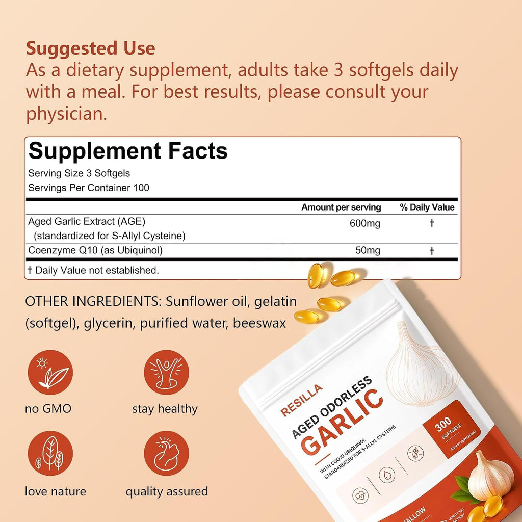 Odorless Aged Garlic Softgels, 300 Softgels K907