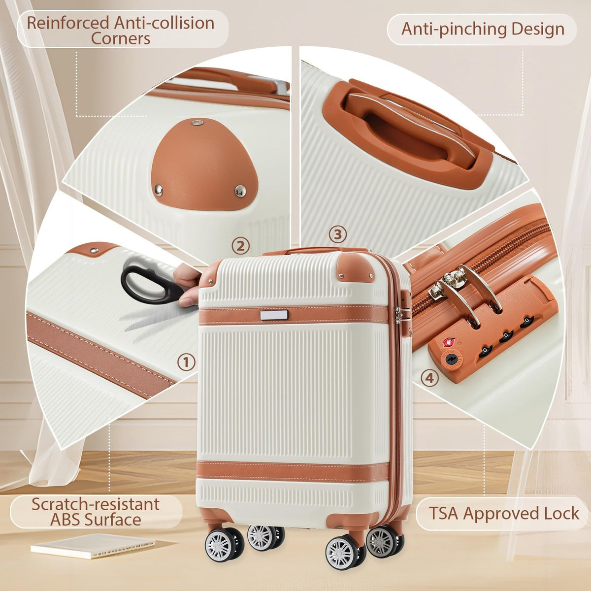 3 Piece Hardside Spinner Luggage Set with TSA Lock H421371