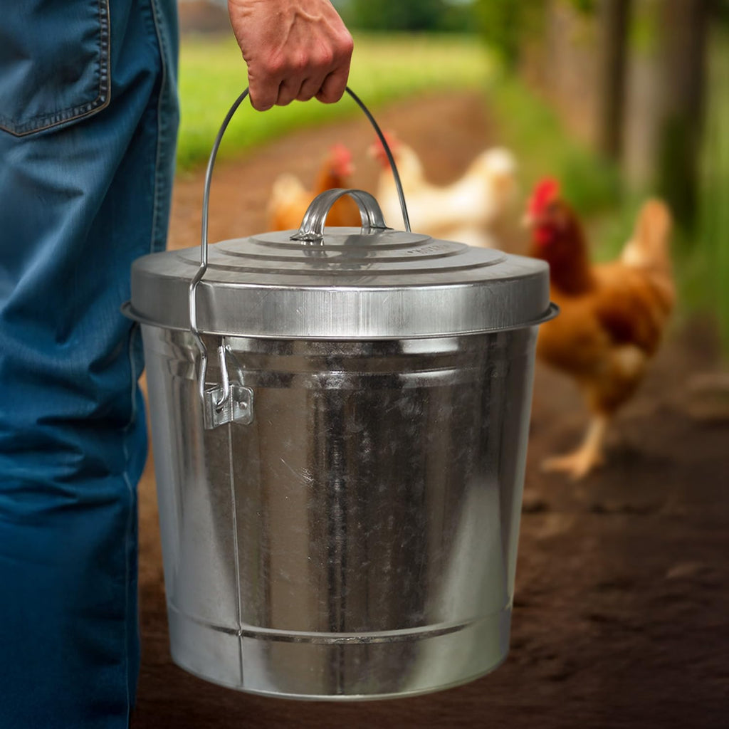 6 Gallon Galvanized Metal Trash Can with Lid F34127