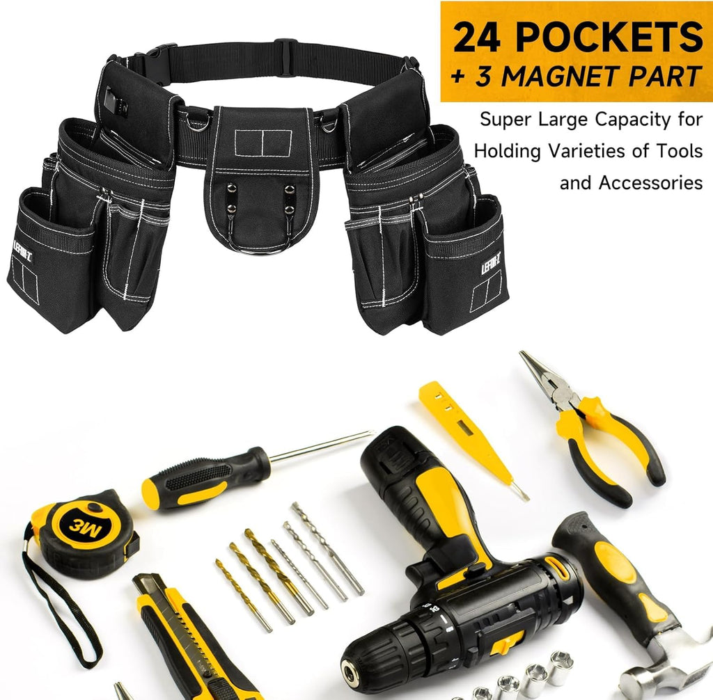 27-Pockets Heavy Duty Tool Belt with Suspenders M329381