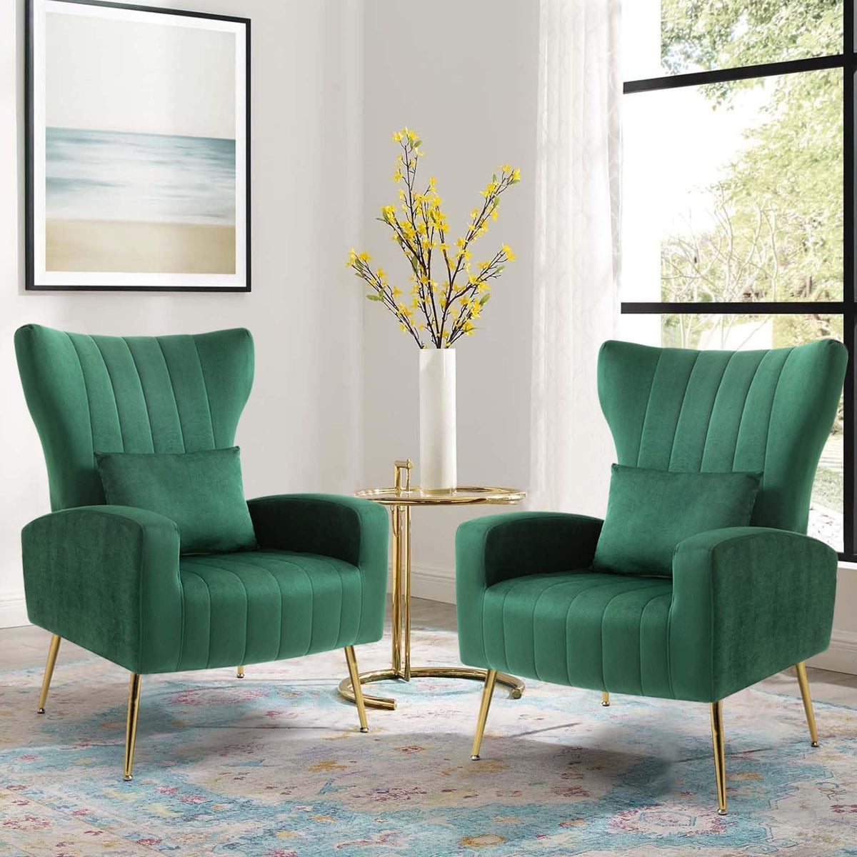 Velvet Accent Chairs Set of 2 Green M190262