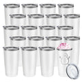 20 Pack Stainless Steel Insulated Tumbler 20oz White J798