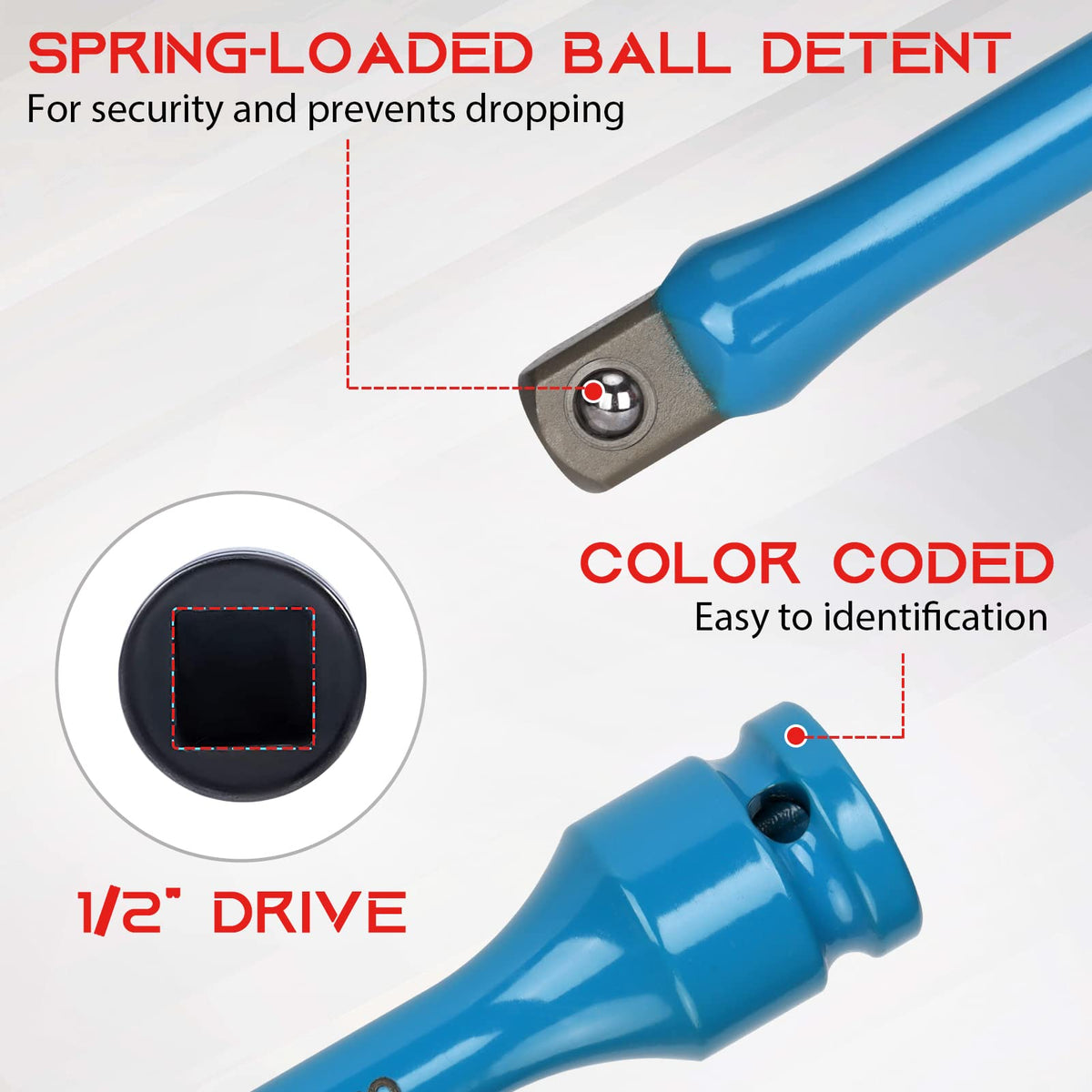 1/2" Drive 5-Piece Impact Torque Limiting Extension Bar Set J123452