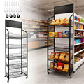 5 Tier Metal Candy Display Rack with Wheels & 15 Hooks J52286
