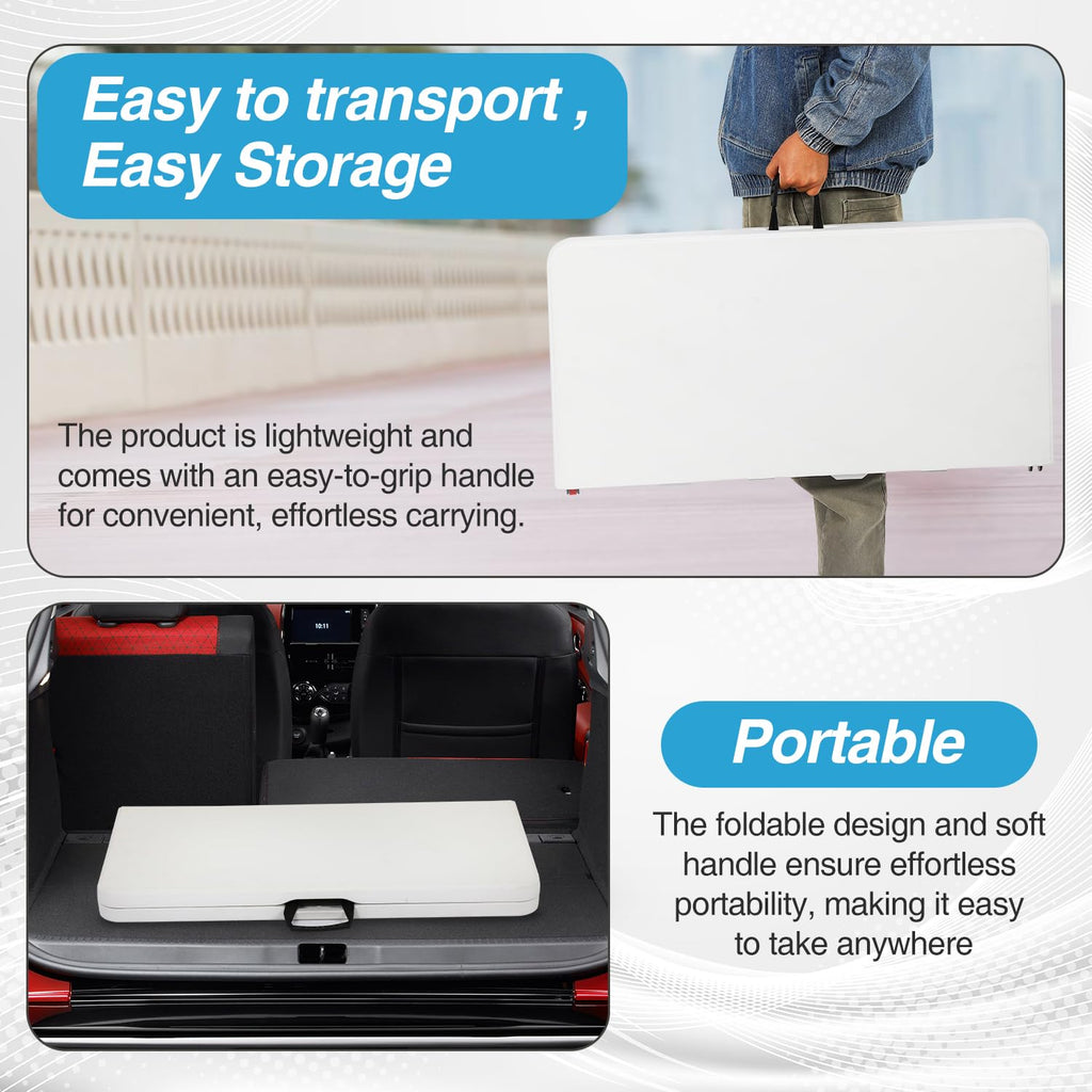 34" White Portable Plastic Folding Table O676257