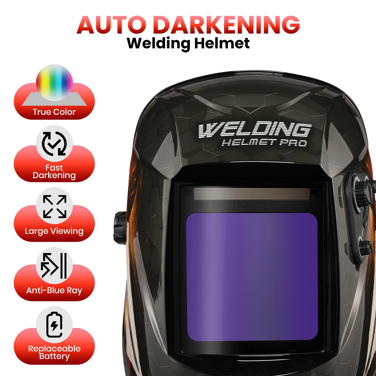 Auto Darkening True Color Solar Powered Welding Helmet Y730400