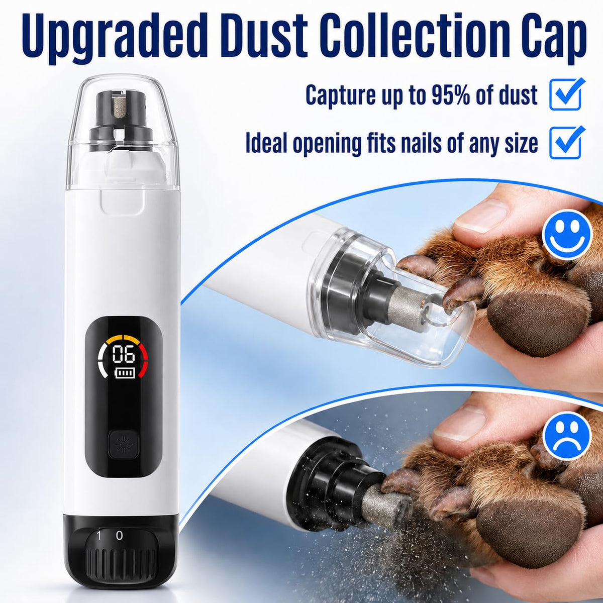 6-Speed Electric Pet Nail Grinder with LED Lights M1661