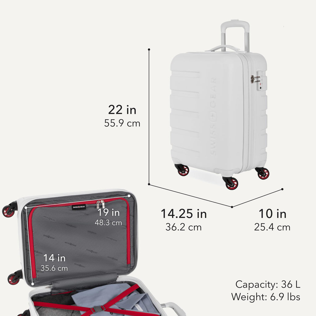 White 19-Inch Hardside Expandable Carry-On Spinner Luggage V344