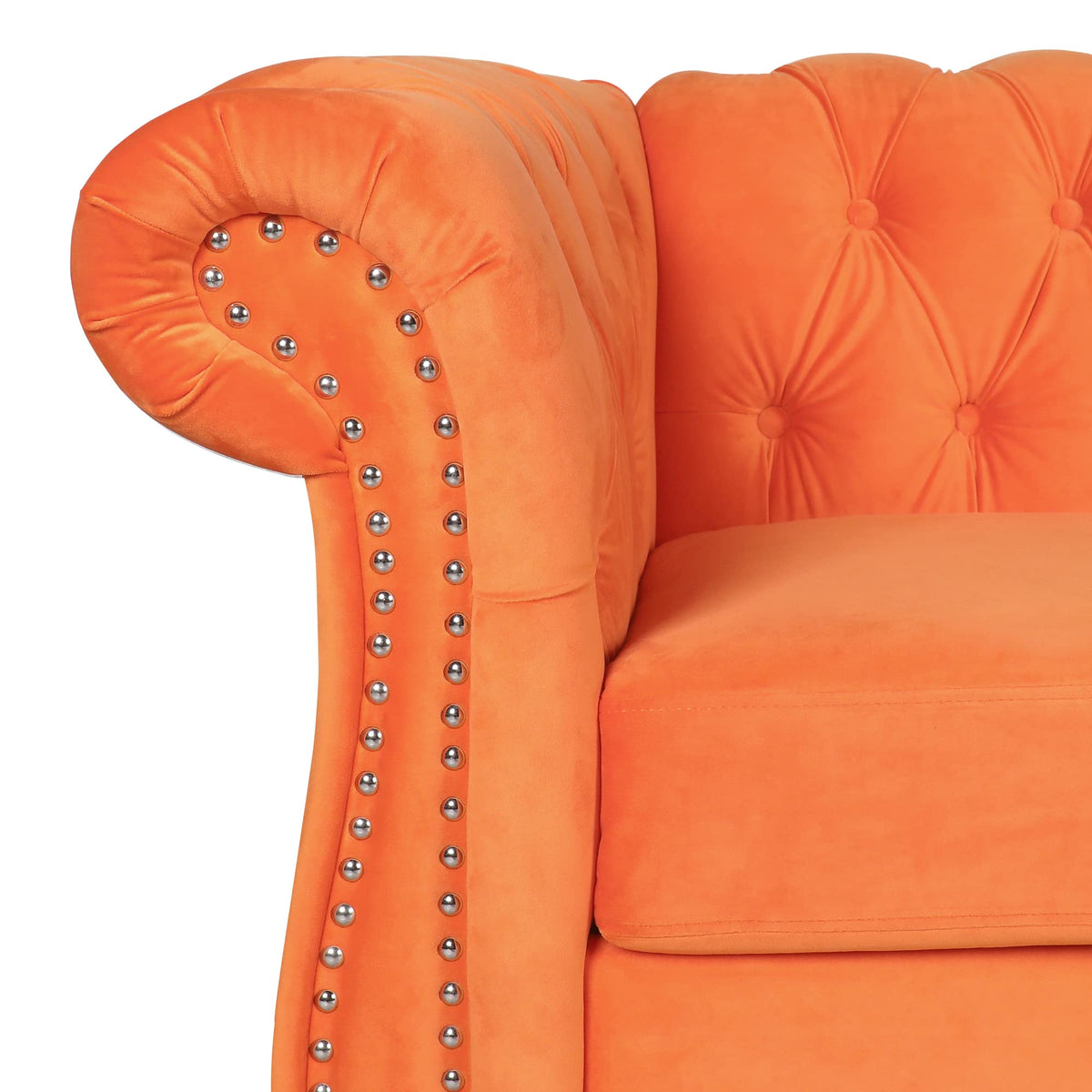 Orange Velvet 3 Pieces Sofa Set E66232
