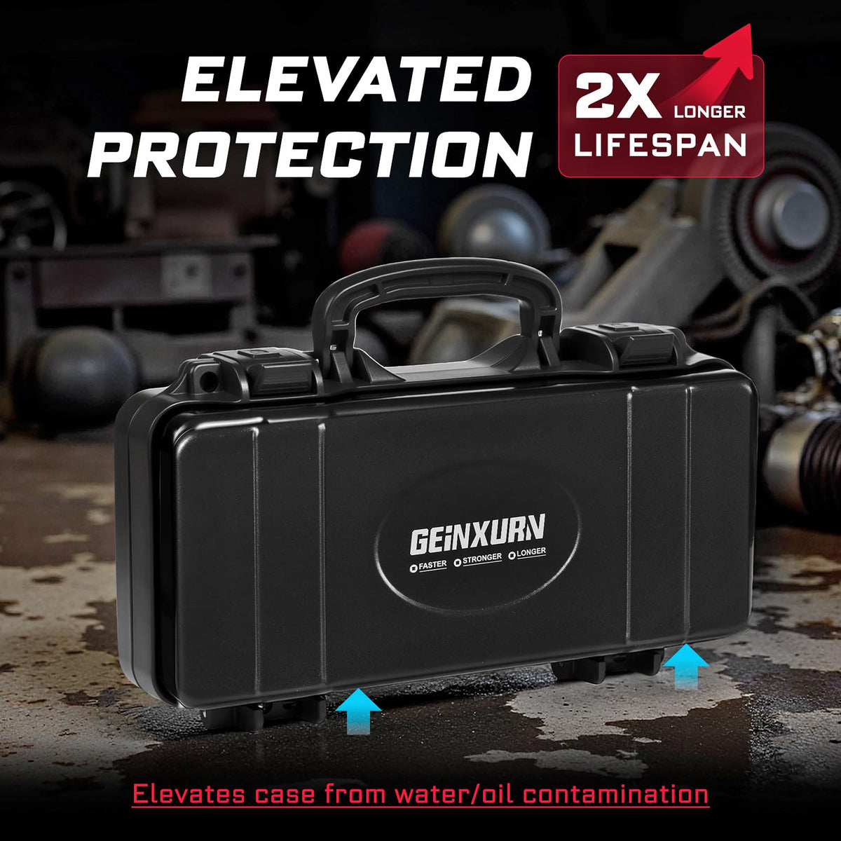 Black Steel Tool Box with Safety Latch and Handle B3821