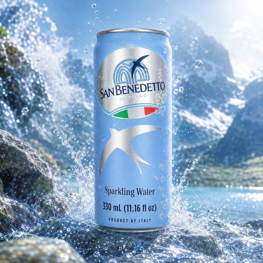 Imported Italian Sparkling Mineral Water 330mL Slim Cans Pack of 12 H164