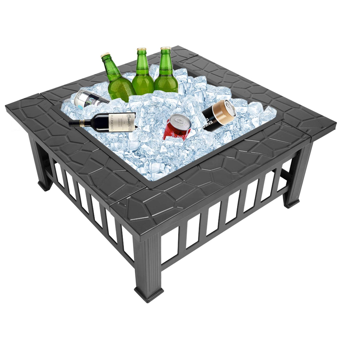 32 Inch Square Wood Burning Iron Fire Pit E29364