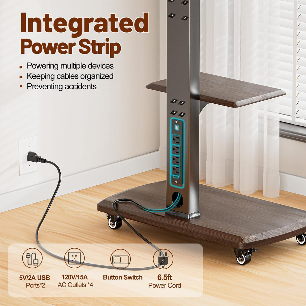 Rolling TV Stand with Power Outlet for 32 to 80 inch TVs C189