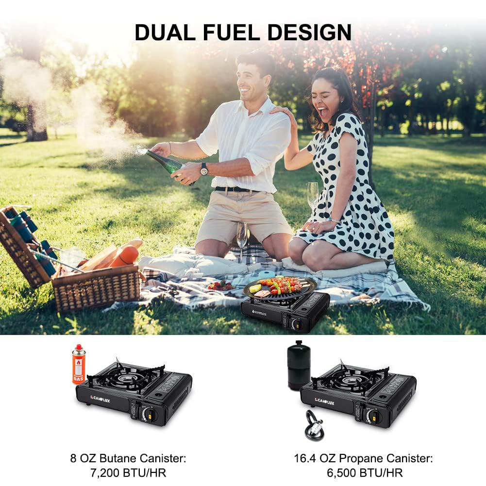 Portable Dual Fuel Propane & Butane Camping Stove with Carrying Case V9419