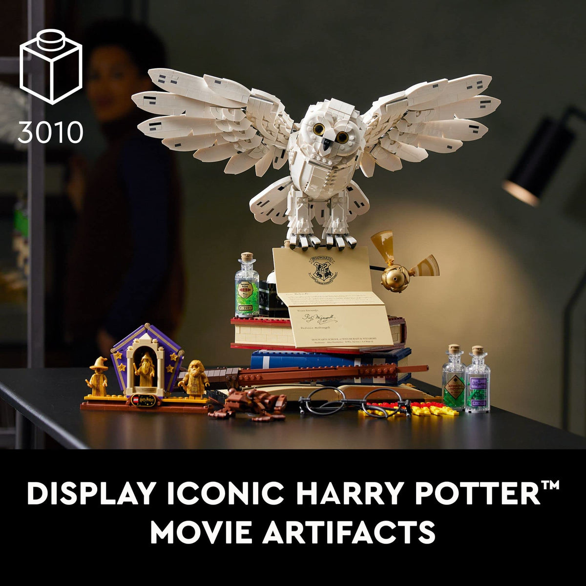 LEGO Harry Potter Hogwarts Icons Collectors' Edition 76391 20th Anniversary Hedwig Owl Model with 3 Golden Minifigures E45993