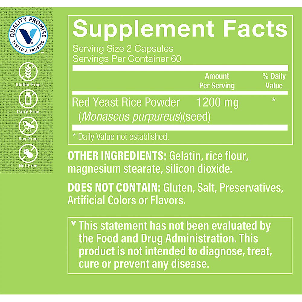 Red Yeast Rice 1200 MG 120 Capsules G770