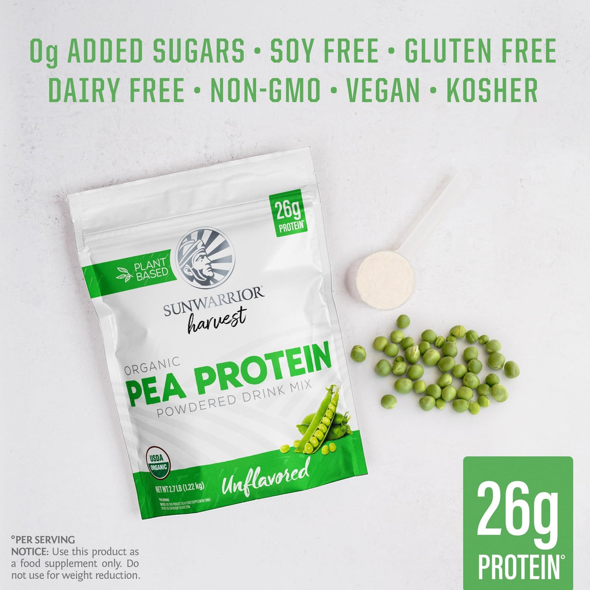 Organic Pea Protein Powder 35 Servings Unflavored X2414