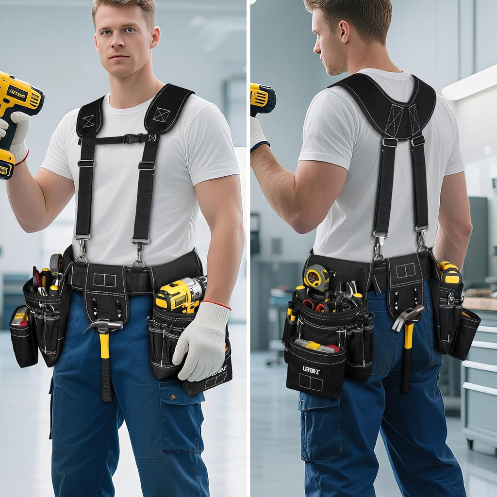 27-Pockets Heavy Duty Tool Belt with Suspenders M329381