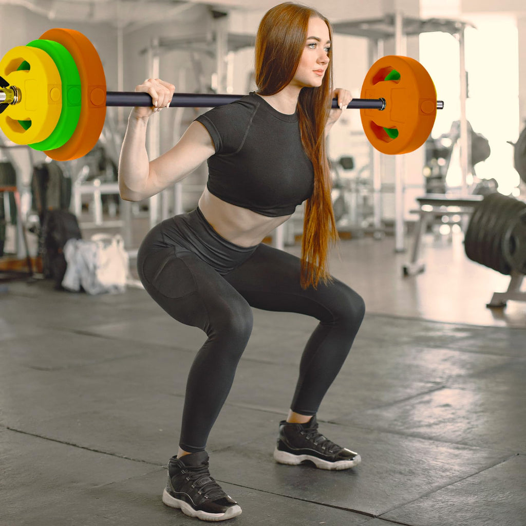 Adjustable Barbell Set, 40LB, Black, PU, Padded Grip N573