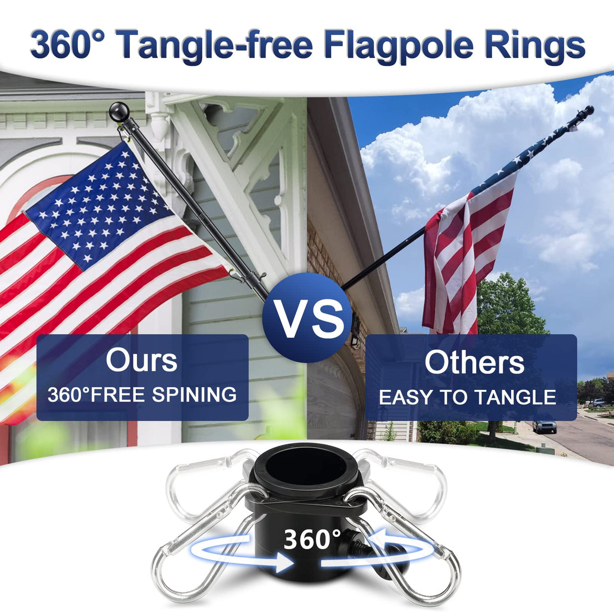 6ft Tangle Free Spinning Flag Pole Kit X99356