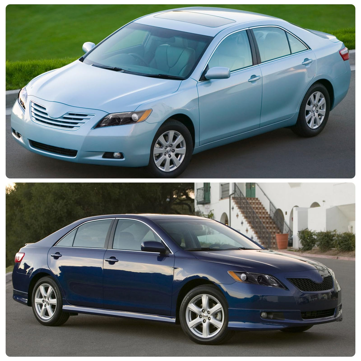 Compatible with 2007-2009 Toyota Camry Headlights Assembly Black Housing Amber Reflectors Left and Right Pairs Q83152