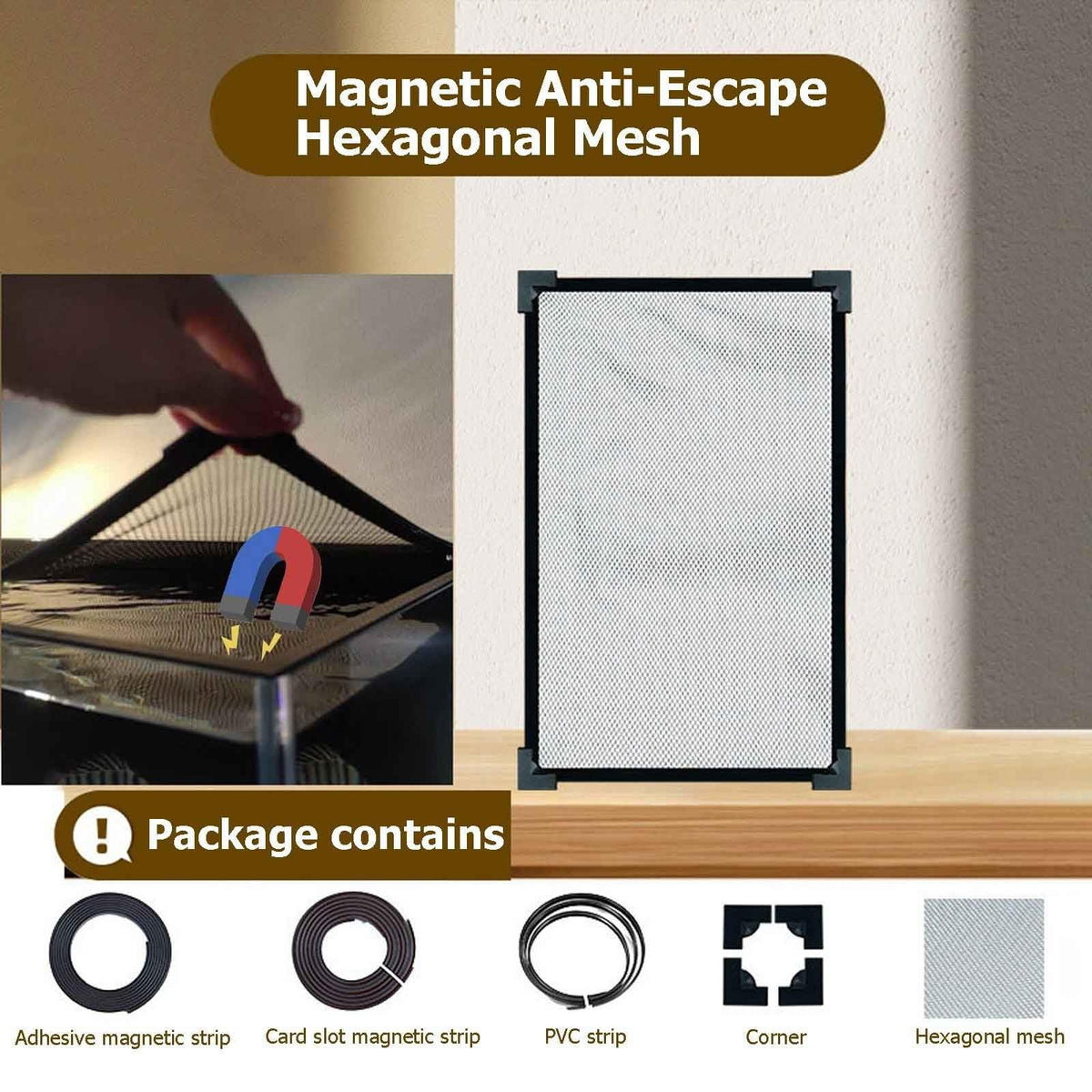 Aquarium Lid, Anti Jumping Fish Tank Lid, Magnetic Mesh Screen Netting D7808