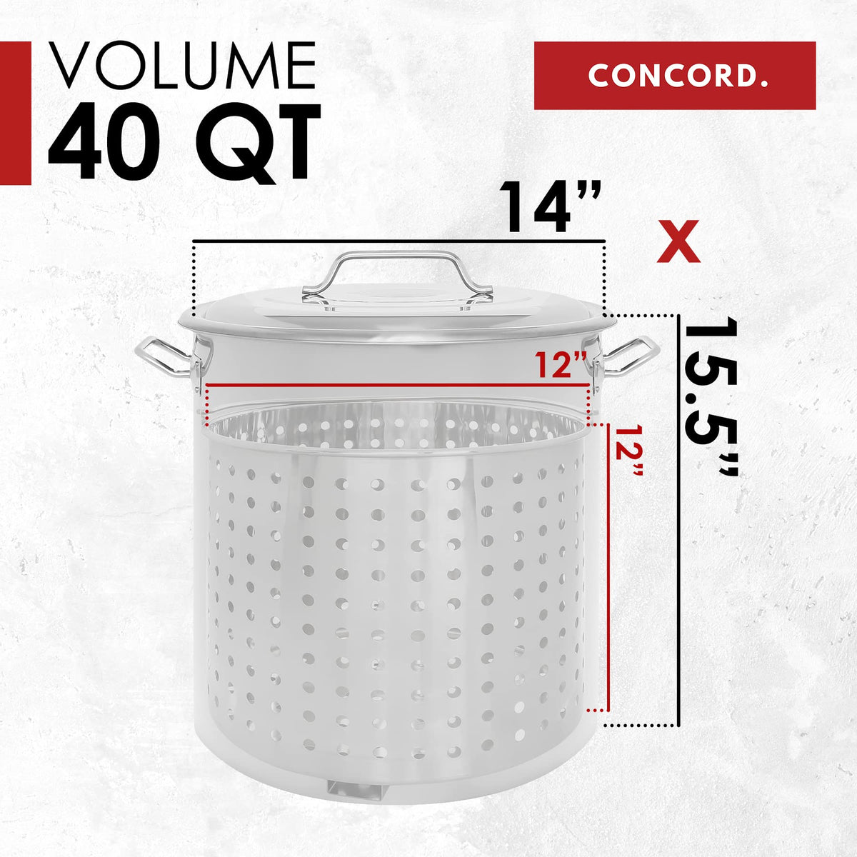 40 Quart Stainless Steel Stock Pot with Steamer Basket and 12" Single Propane Stove S656