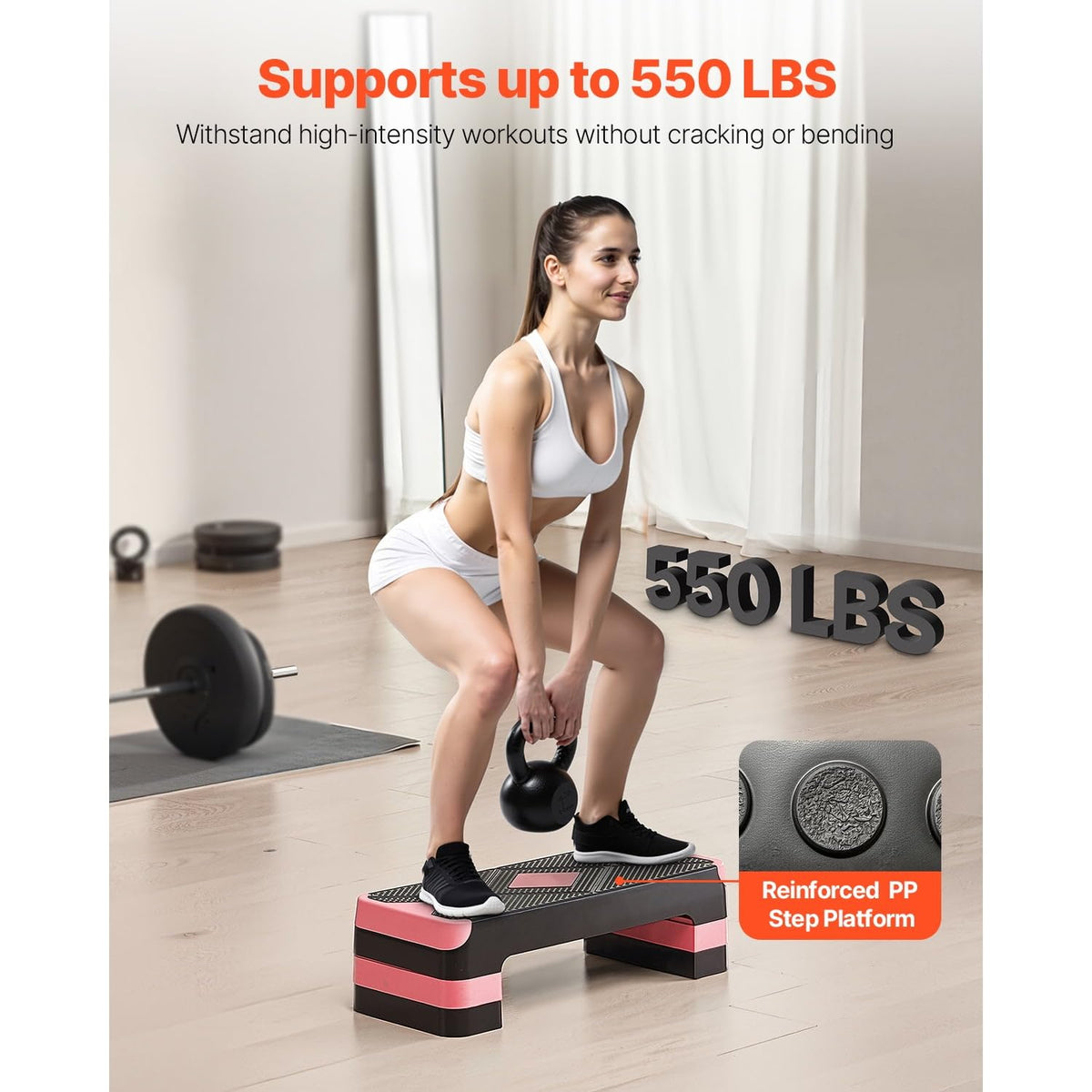 Adjustable Non Slip Aerobic Step Platform with 4 Risers C313