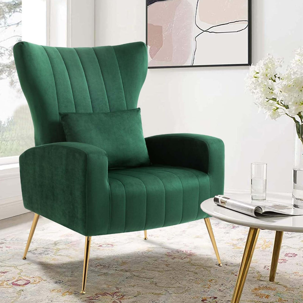 Velvet Accent Chairs Set of 2 Green M190262