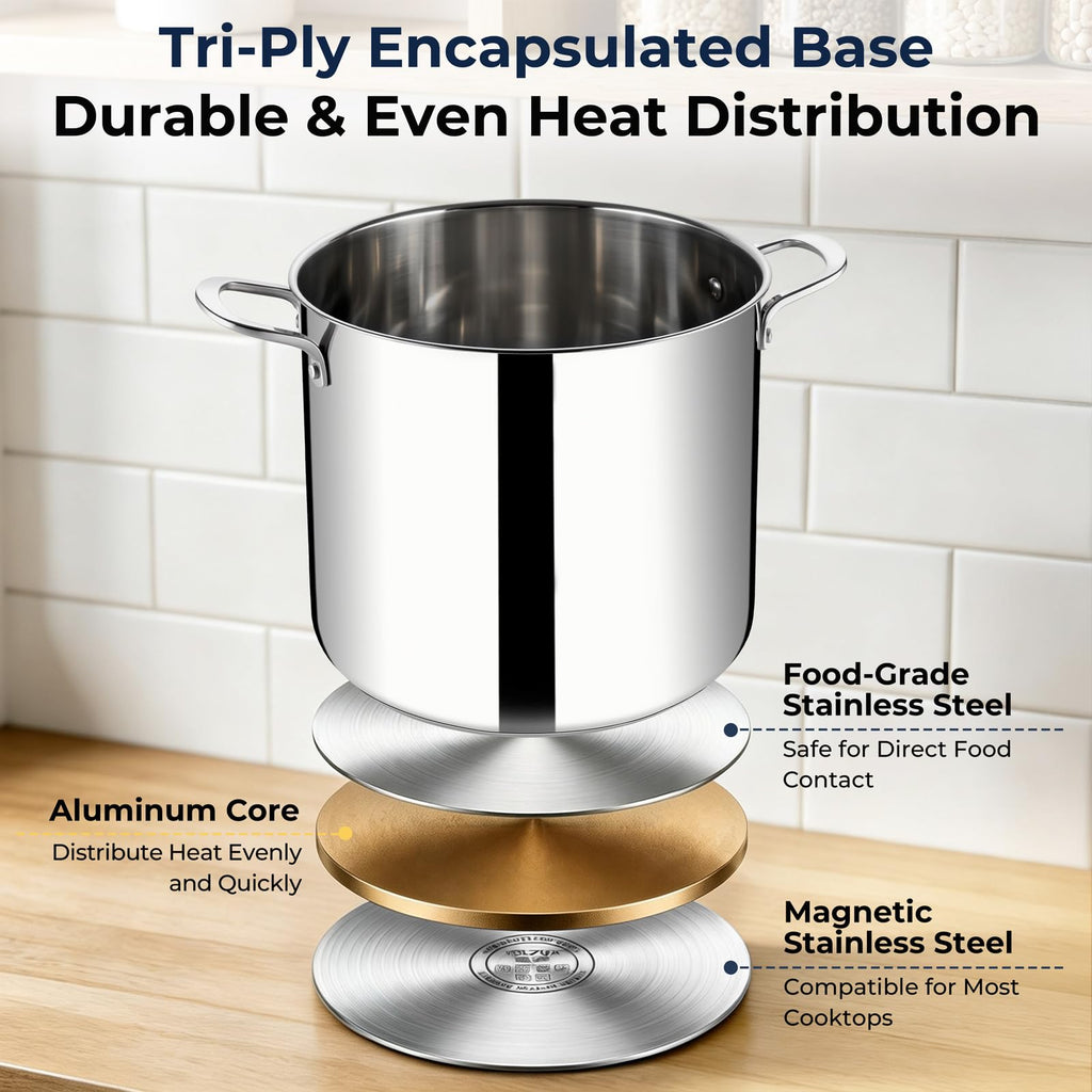 8QT Stainless Steel Stock Pot with Lid X58057