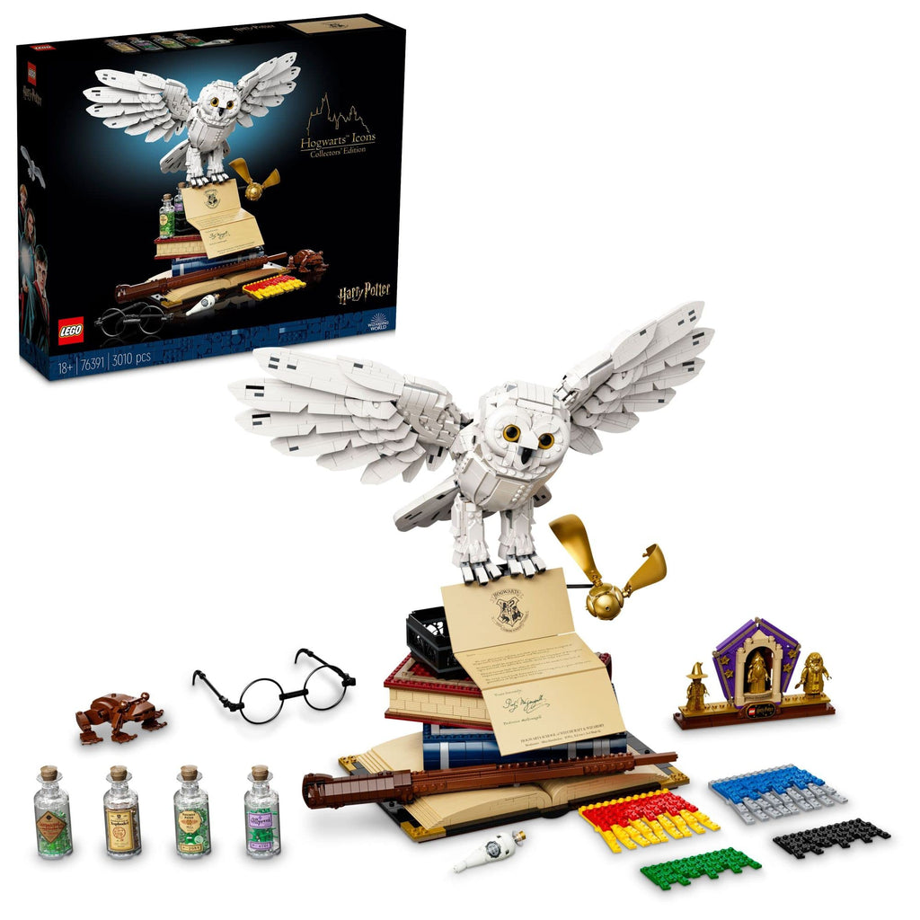 LEGO Harry Potter Hogwarts Icons Collectors' Edition 76391 20th Anniversary Hedwig Owl Model with 3 Golden Minifigures E45993