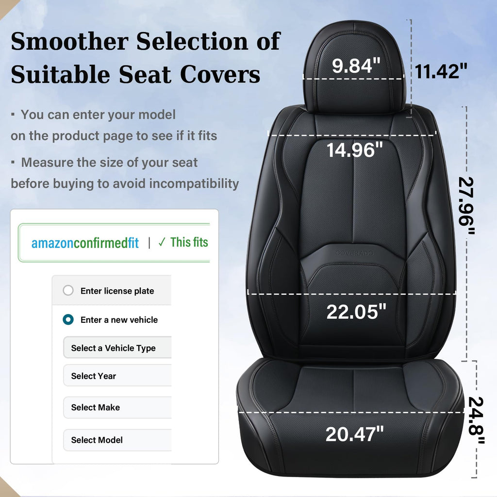 Black Leather Car Seat Covers Full Set R480