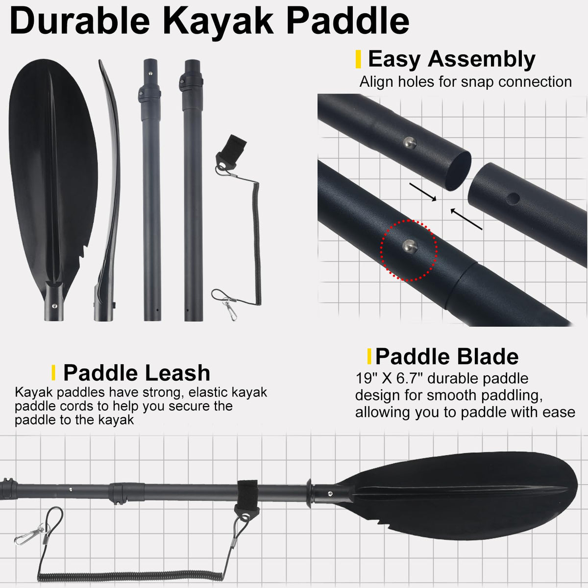 Telescopic Canoe Paddle 70inch to 95inch Black S4247