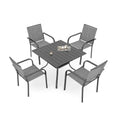 5 Piece Outdoor Dining Set with Grey Stackable Chairs and Square Table R537129