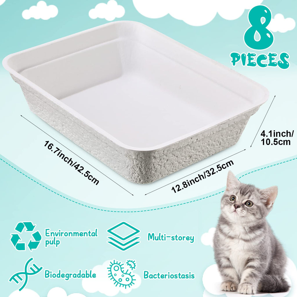 8 Pack Disposable Paper Cat Litter Boxes T6653