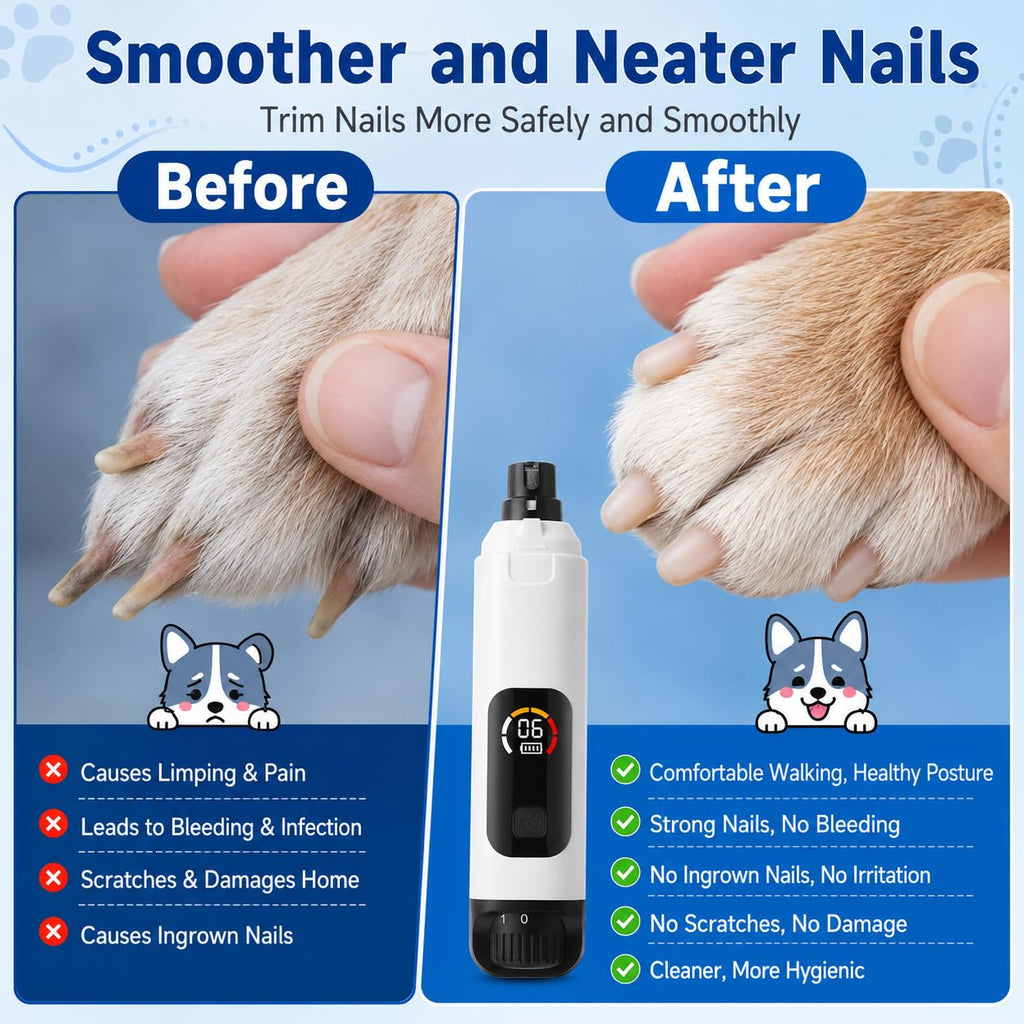 6-Speed Electric Pet Nail Grinder with LED Lights M1661