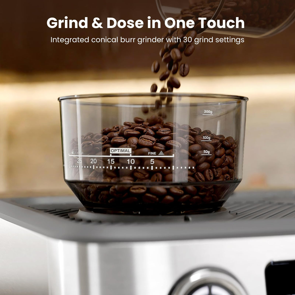 20 Bar Dual Boiler Espresso Machine with Grinder & Milk Steamer M5004