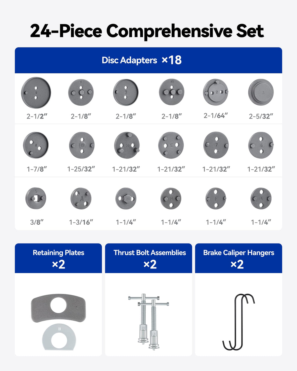 24pc Brake Caliper Compression Tool with Adapters & Hangers D677121