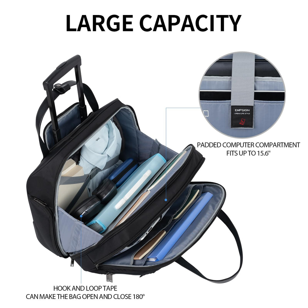Rolling Laptop Bag 15.6 Inch Black U293499