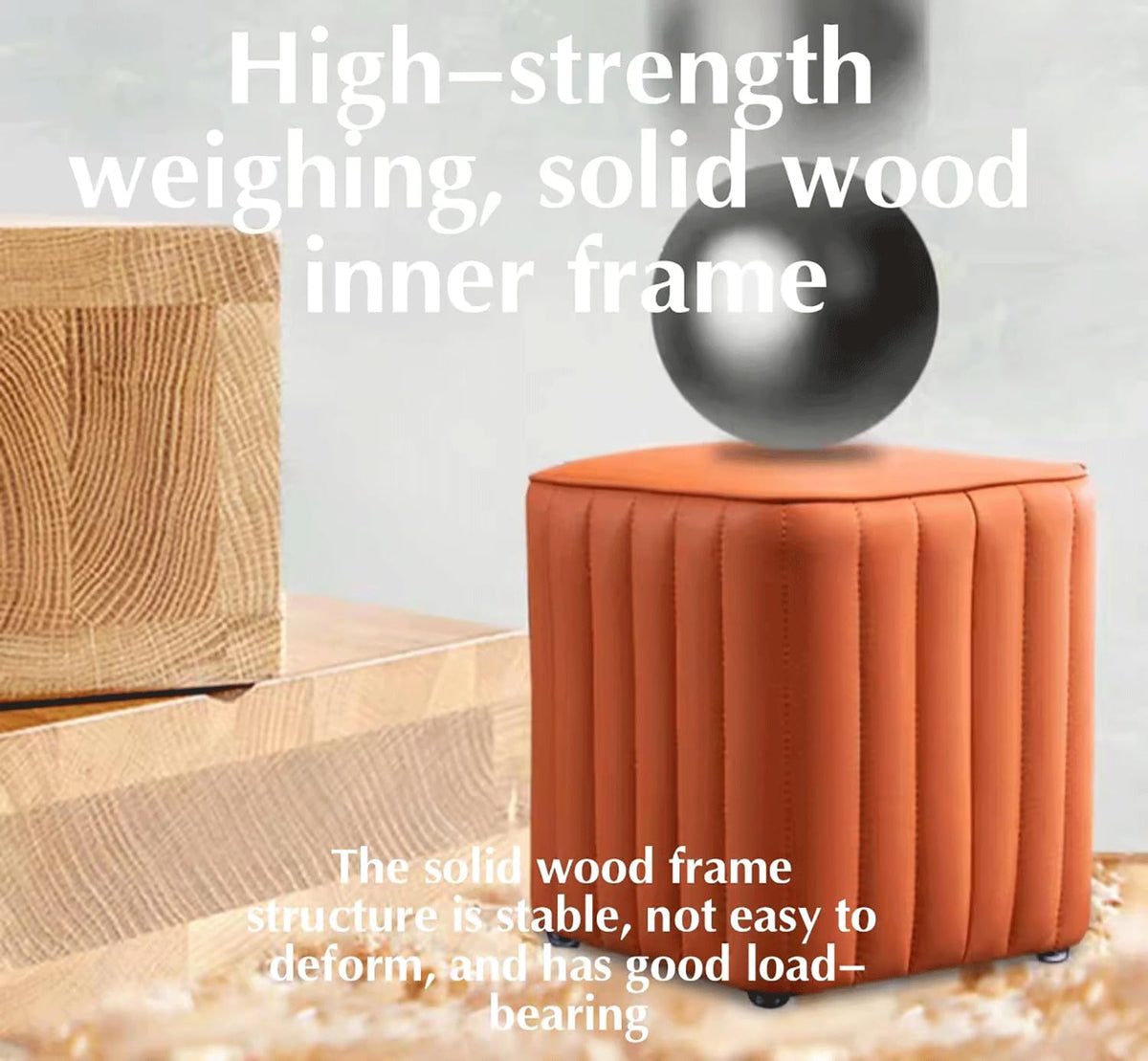 Blue Leather Ottoman V8445