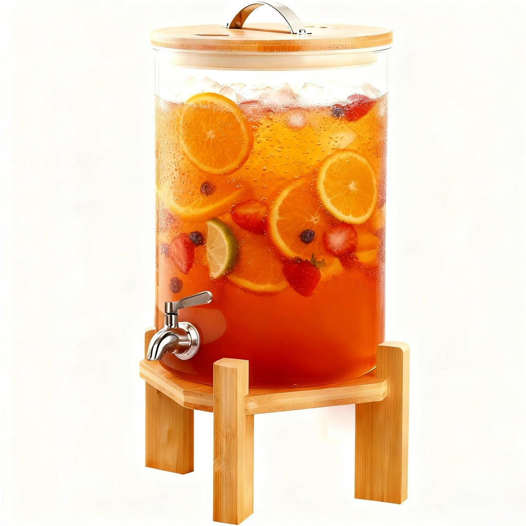 2.1 Gallon Glass Drink Dispenser with Stand J365983