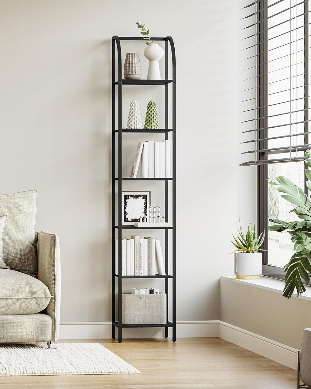 Narrow Bookshelf with Steel Frame N112719