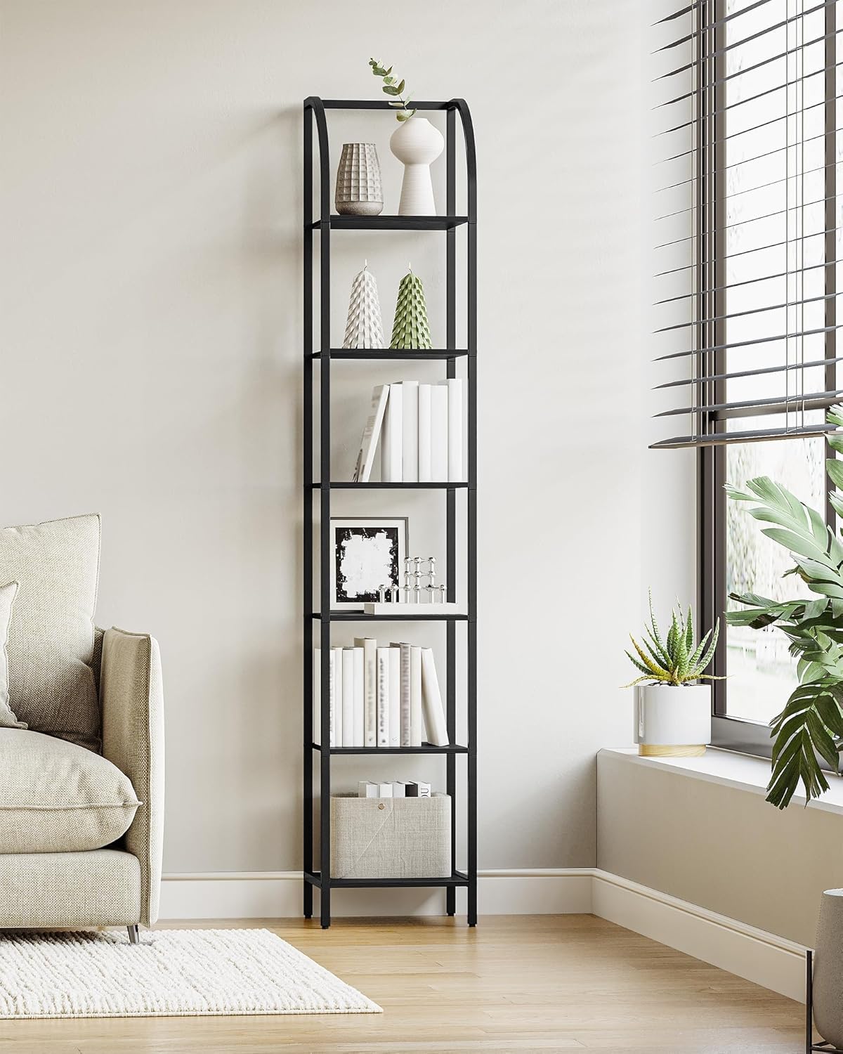 Narrow Bookshelf with Steel Frame N112719