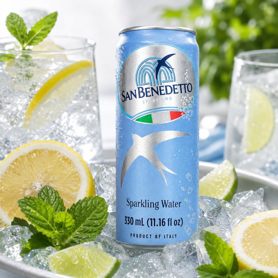 Imported Italian Sparkling Mineral Water 330mL Slim Cans Pack of 12 H164