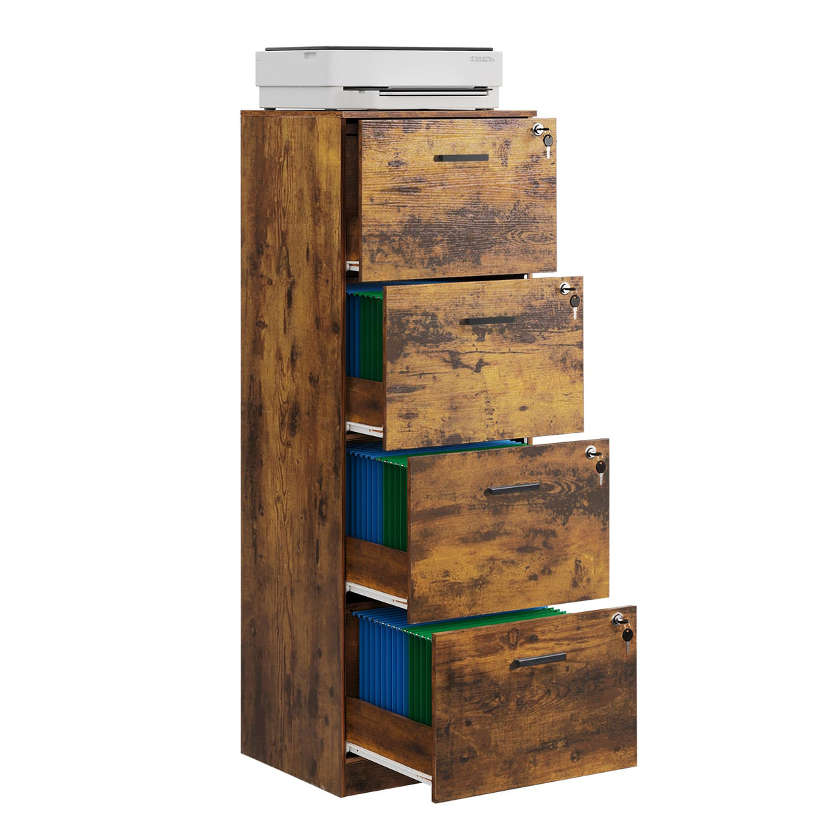 4 Drawer Wood File Cabinet H72031