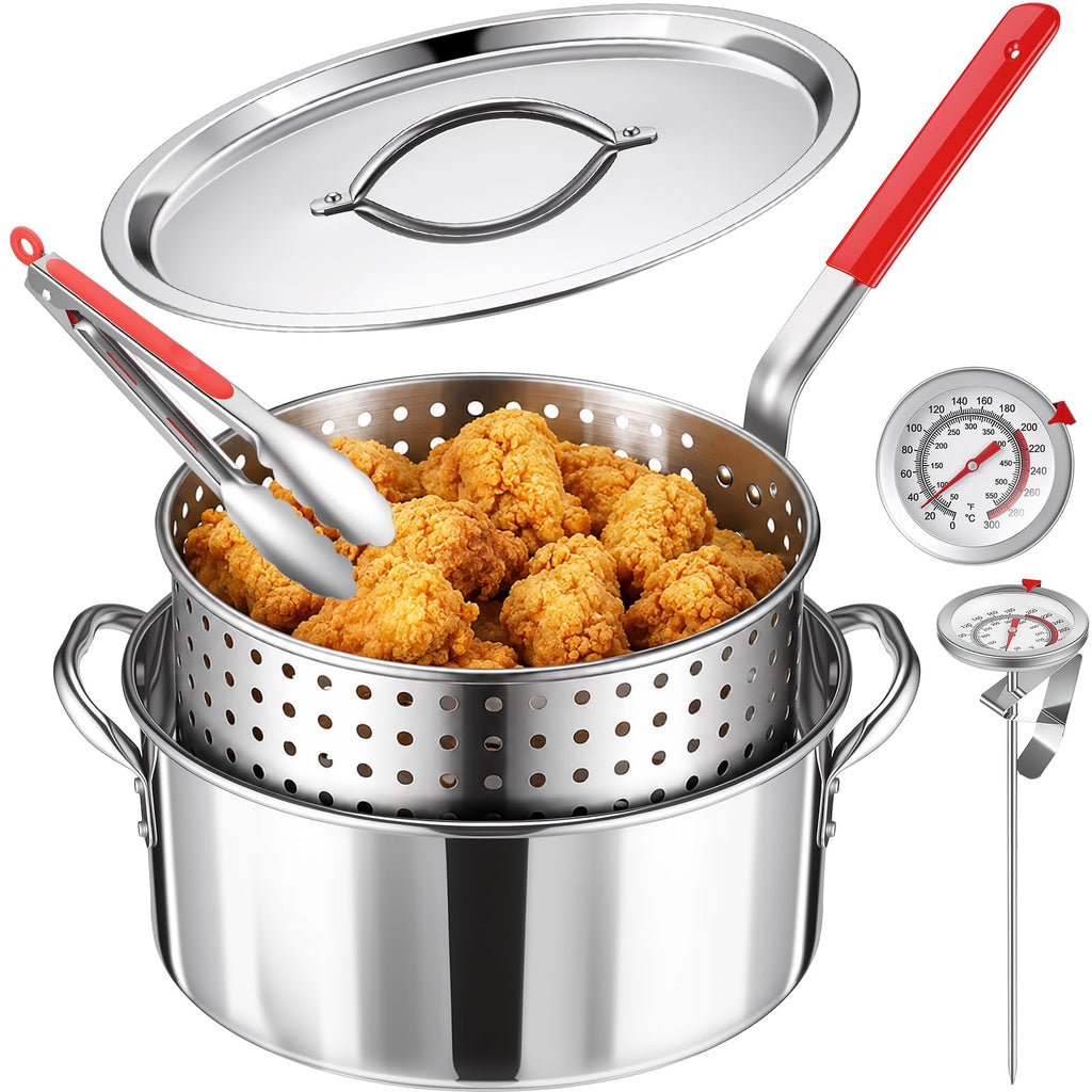 10 QT Stainless Steel Deep Fryer Pot with Basket S211615