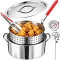 10 QT Stainless Steel Deep Fryer Pot with Basket S211615