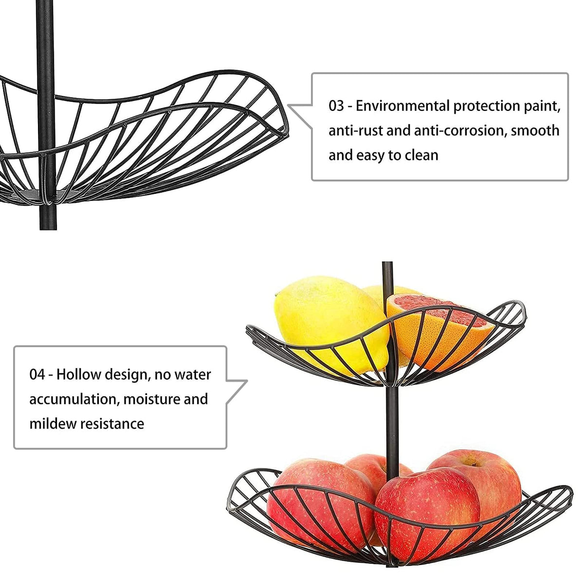 3-Tier Metal Wire Fruit Basket Stand C41784