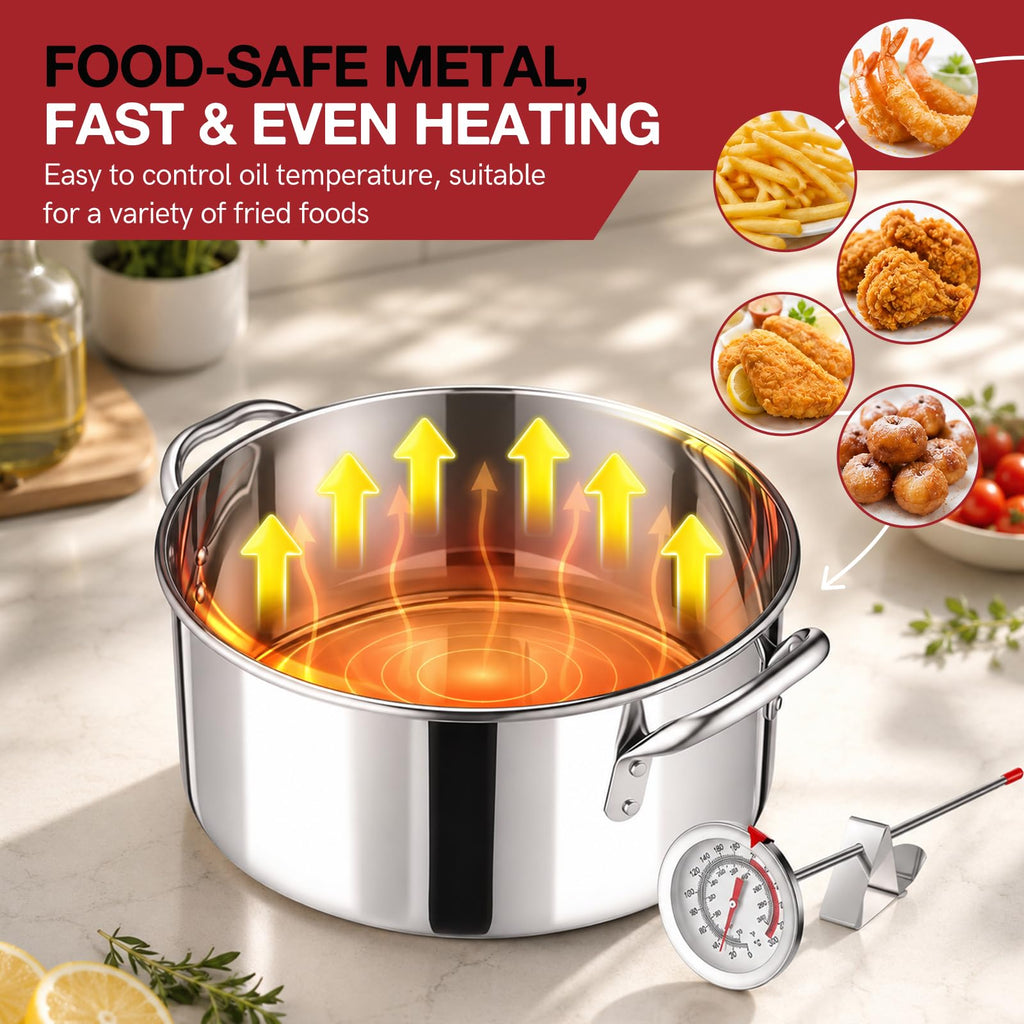 10 QT Stainless Steel Deep Fryer Pot with Basket S211615