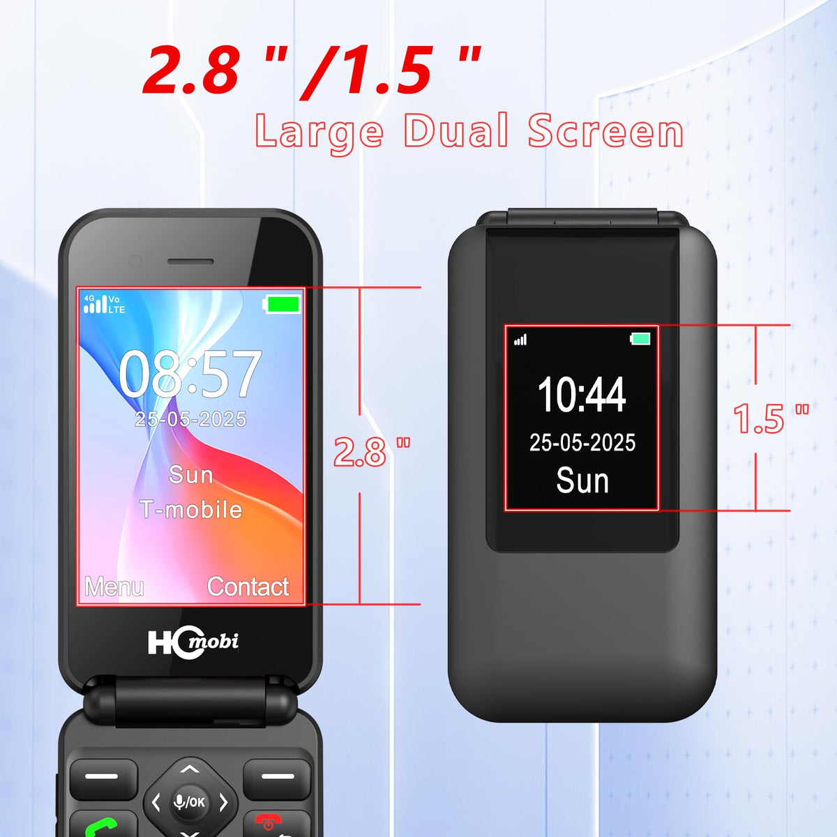 Unlocked Flip Phone with Big Buttons and SOS Button, Matte Black M477288